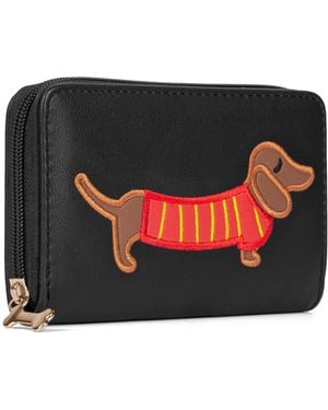 Woodland Leathers Rfid Zip Around Purse – Dog Applique Wallet - Black