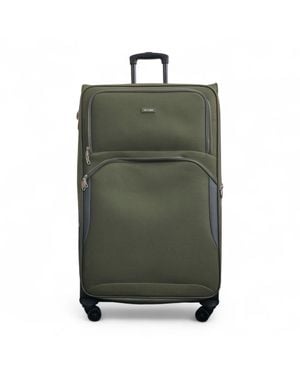 Infinity Leather Expandable Soft Khaki Extra Large 8 Wheel Lightweight Suitcase Luggage Travel Bags Nylon - Green
