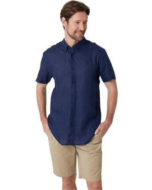 Saltwell Linnenmix Regular Shirt (Marineblauw)