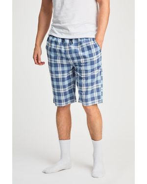 Tokyo Laundry Cotton Checked Lounge Shorts - Blue