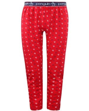 Original Penguin Lounge Jersey Pyjamas Bottoms Cotton - Red