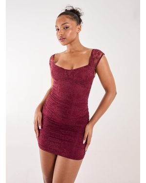 Pink Vanilla Lace Sweetheart Mini Dress - Red