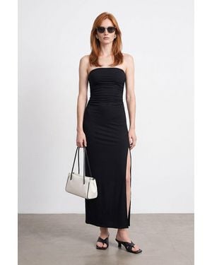 Dilvin Strapless Bodycon Maxi Dress With Slit - White