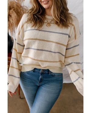 Azura Exchange Gestreepte Pullover Trui - Bruin