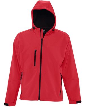 Sol's Replay Hooded Soft Shell Jacket (Breathable, Windproof And Water Resistant) (Pepper) - Red