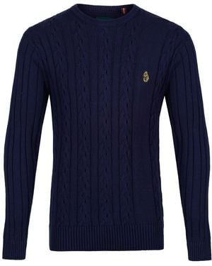 Luke 1977 Morden Crew Neck Knitted Jumper - Blue