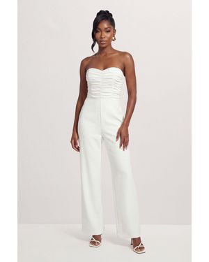 MissPap Ruched Bandeau Jumpsuit - Natural