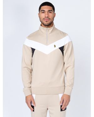 Luke 1977 Kratos Chevron 1/4 Zip Sweat - White