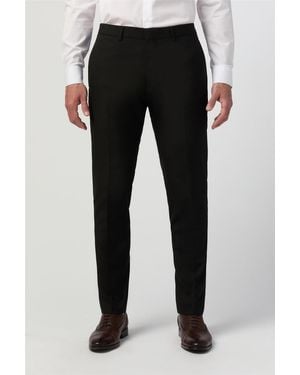 Limehaus Flat Fronted Slim Fit Suit Trousers - Black