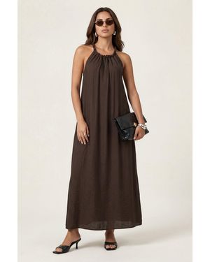 Urban Bliss Braided Neck Trim Maxi Dress - Green