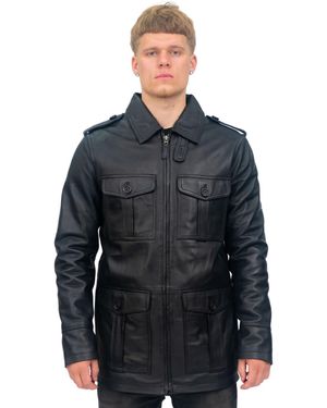 Infinity Leather Parka Safari Coat-Mesa Verde - Grey