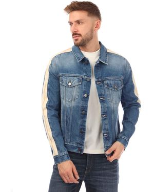 Palm Angels Denim Track Jacket In Blauw-wit