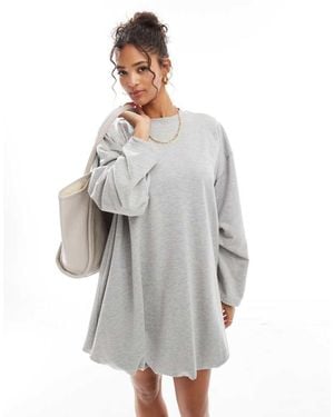 ASOS Bubble Hem Mini Sweat Dress - Grey