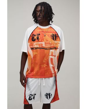 BoohooMAN Afterlight Airtex Short Tracksuit - Orange