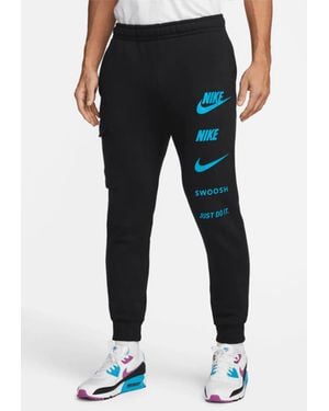 Nike Multi Logo Sportswear Fleece Joggers - Blue