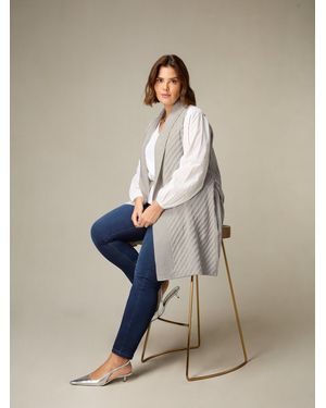 Live Unlimited Sleeveless Knitted Shawl Cardigan - Natural