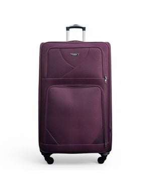 Infinity Leather Soft Shell Lightweight Nylon Extra Large 4 Wheels Travel Suitcase - Purple