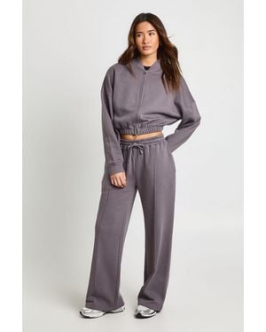 Boohoo Zip Through Bomber Straight Leg Tracksuit - Brown