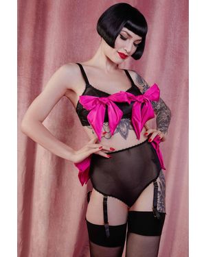 Bettie Page Lingerie Dahlia Birthday Bow Wireless Bra - Pink