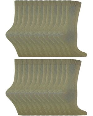 Sock Snob 24 Pairs Ladies Plain Cotton Rich Dress Socks - Green
