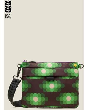 Orla Kiely Vegan Crossbody Bag With Adjustable Strap And Front Pocket - Green