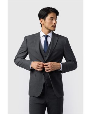 Limehaus Single Breasted Long Sleeve Two Button Regular Suit Jacket - Blue