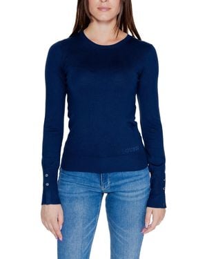 Guess Long Sleeve Knit Jumper Classic Crew Neck - Blue