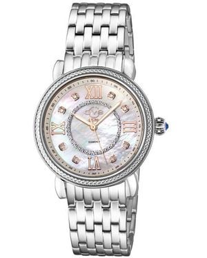 Gv2 Marsala 9860B Swiss Quartz Diamond Stainless Steel Watch - White