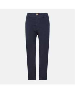 BOSS Tashina Solid Patterned Straight Trousers - Blue