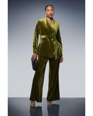 PRINCIPLES Velvet Wide Leg Trouser - Green