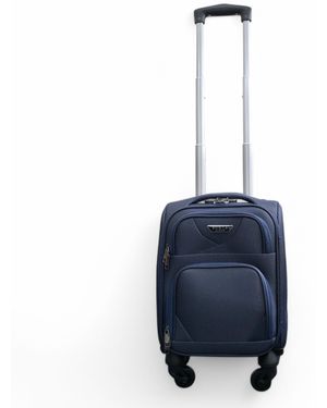 Infinity Leather Soft Shell Lightweight Nylon 4 Wheel Underseat Cabin Case Holiday Suitcase - Blue