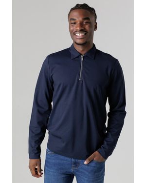 Nines Quarter Zip Fleece Jumper With Smart Collar - Blue