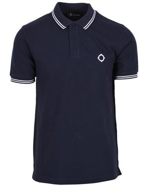 Ma Strum Block Tipped Polo Shirt Ink - Blue