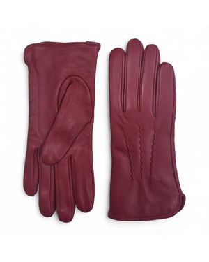 Infinity Leather Italian Soft Wool Lining Winter Stitch Line Design Driving Gloves - Purple