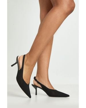 Boohoo Neoprene Micro Fishnet Slingback Court Shoes - Black