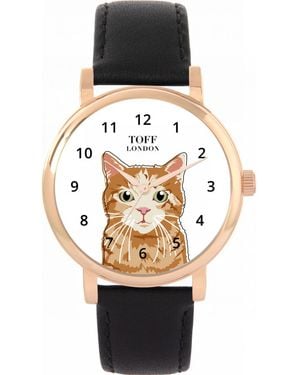 Toff London Tlws-33713 Ladies Ginger Tabby Cat Watch - Black