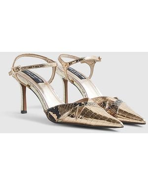 River Island Court Shoes Rose Cut Out Heels Pointed Toe - Red