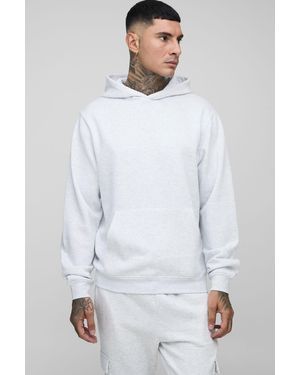 BoohooMAN Tall Basic Bm Signature Regular Fit Over The Head Hoodie - White