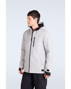 Mountain Warehouse 'Laxx' Logo Ski Jacket With Chin Guard Waterproof Winter Coat - White