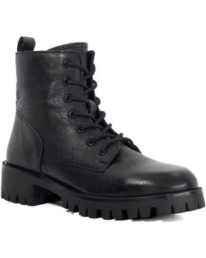 Dune Practically Leather Cleated Sole Lace-Up Ankle Boots - Black