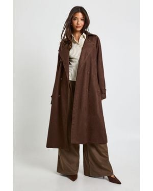 Boohoo Faux Suede Trench Coat - Brown
