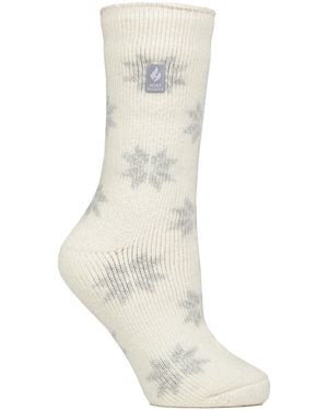 Heat Holders Ladies Jacquard Thermal Socks For Winter - White