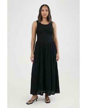 Boohoo Maternity Cheesecloth Shirred Skater Maxi Dress - Black