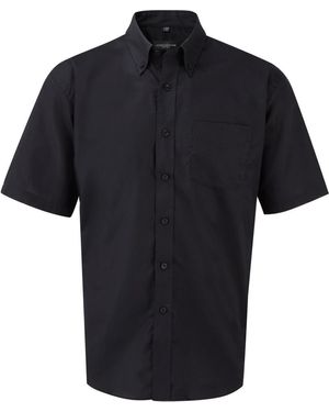 Russell Collection Short Sleeve Easy Care Oxford Shirt - Black