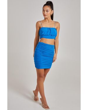Pink Vanilla Ruched Slinky Cami Top - Blue