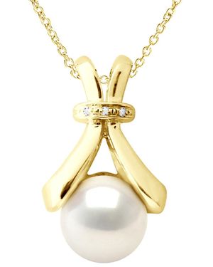 Ateliers Saint Germain Necklace Jewellery Diamond 0.01Cts And Real Cultured Freshwater Pearl Button 6-7 Mm - Metallic
