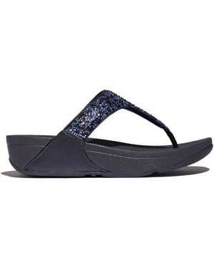 Fitflop Women Lulu Crystal-mix Toe-post Sandals Crystal Microfibre Leather, Markdown - Blue