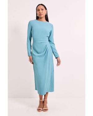 PRINCIPLES Tailored Crepe Pleat Midi Dress - Blue