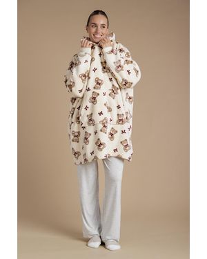 Tokyo Laundry Teddy Bear Hooded Blanket - Natural