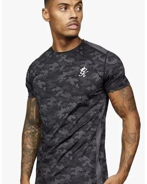 Gym King Contrast Camo Panel T Shirt - Grey